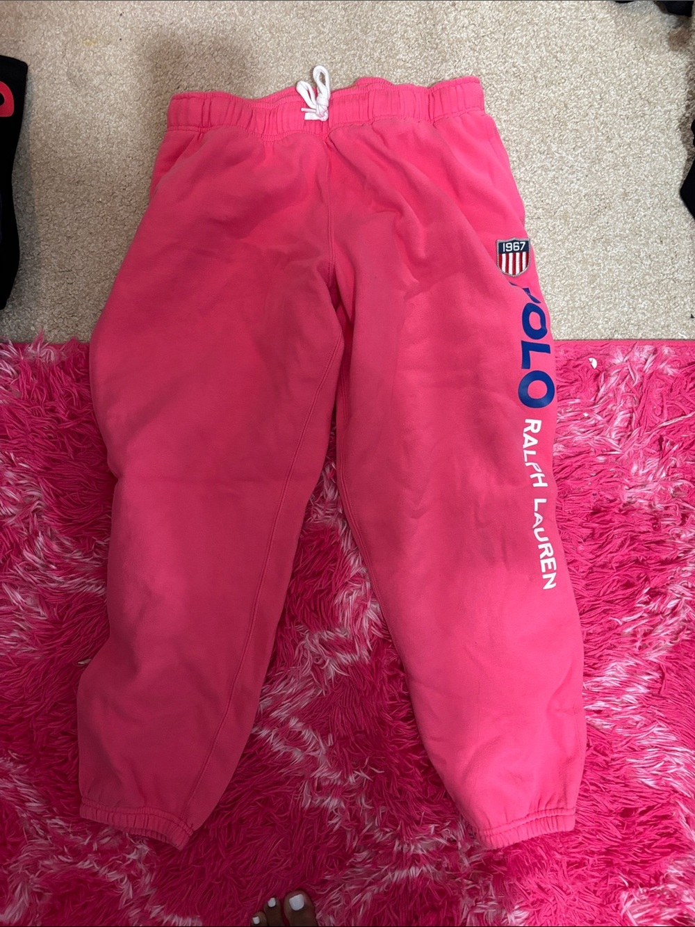Ralph Lauren Bright Pink Polo Sport Logo Joggers